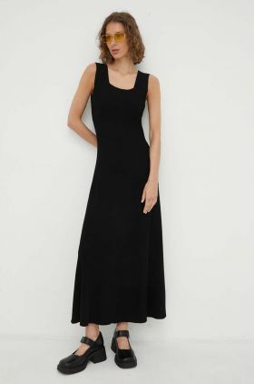 By Malene Birger rochie Lilo culoarea negru, maxi, evazati