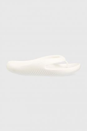 Crocs șlapi Mellow Flip femei, culoarea alb, cu toc plat, 208437