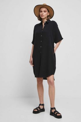 Medicine rochie din bumbac culoarea negru, midi, oversize