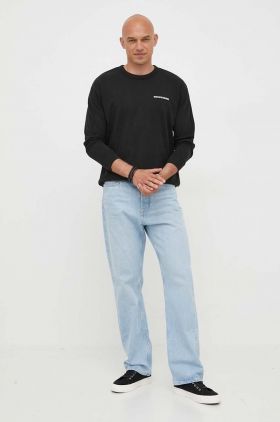 Marc O'Polo longsleeve din bumbac DENIM culoarea negru, cu imprimeu