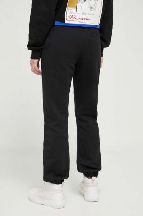 Karl Lagerfeld Jeans pantaloni de trening culoarea negru, cu imprimeu