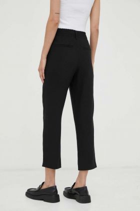 Drykorn pantaloni din in culoarea negru, fason tigareta, high waist