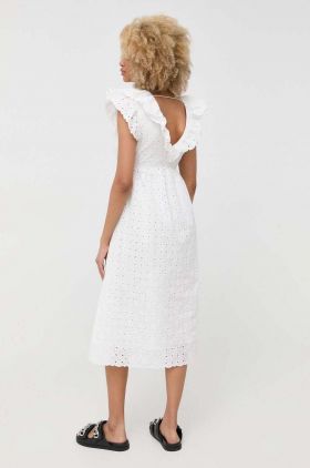 Notes du Nord rochie din bumbac Honey culoarea alb, midi, evazati