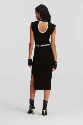 Karl Lagerfeld rochie culoarea negru, midi, mulata