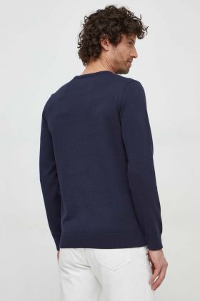 Gant pulover de bumbac culoarea albastru marin, light