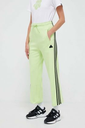 adidas pantaloni de trening culoarea verde, cu imprimeu