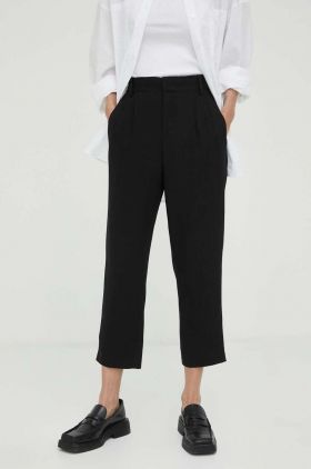 Drykorn pantaloni din in culoarea negru, fason tigareta, high waist