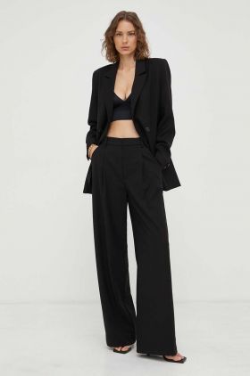 Gestuz pantaloni femei, culoarea negru, drept, high waist 10905912