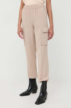 Notes du Nord pantaloni Gilli femei, culoarea bej, high waist