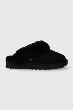 UGG papuci din piele întoarsă Classic slipper II culoarea negru 1130876.BLK-BLK