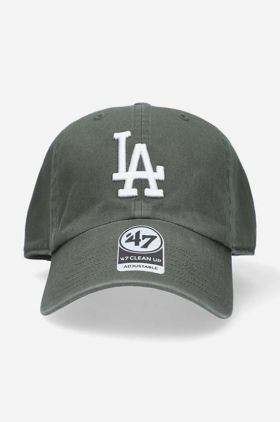 47brand șapcă de baseball din bumbac MLB Los Angeles Dodgers culoarea verde, cu imprimeu  B-RGW12GWSNL-MSG