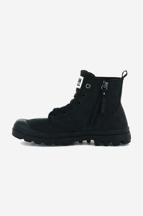 Palladium cizme din piele intoarsa Pampa Hi Zip femei, culoarea negru
