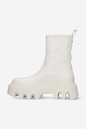 Buffalo botine culoarea bej, cu toc plat