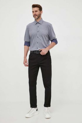 BOSS camasa din bumbac barbati, culoarea albastru marin, cu guler clasic, regular