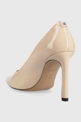 BOSS stilettos de piele Janet Pump 90-P_N culoarea bej, 50498758
