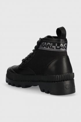 Karl Lagerfeld botine TREKKA II femei, culoarea negru, cu toc plat, KL42533