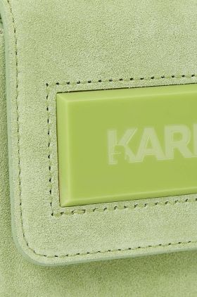 Karl Lagerfeld poseta de piele ICON K SM FLAP SHB SUEDE culoarea verde