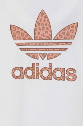 adidas Originals tricou de bumbac pentru copii culoarea alb, cu imprimeu