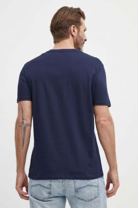 Armani Exchange tricou din bumbac culoarea albastru marin, cu imprimeu