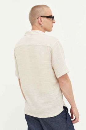 Abercrombie & Fitch camasa din bumbac barbati, culoarea bej, regular