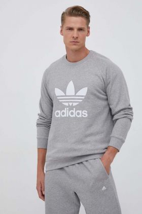 adidas Originals hanorac de bumbac barbati, culoarea gri, cu imprimeu