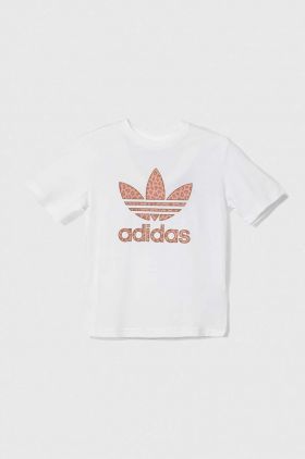 adidas Originals tricou de bumbac pentru copii culoarea alb, cu imprimeu