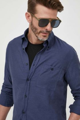BOSS camasa din bumbac barbati, culoarea albastru marin, cu guler button-down, slim