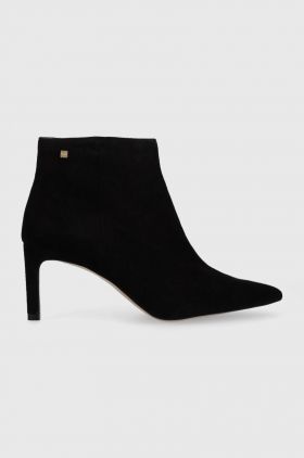 BOSS cizme din piele intoarsa Janet Bootie 70-S femei, culoarea negru, cu toc cui, 50498739