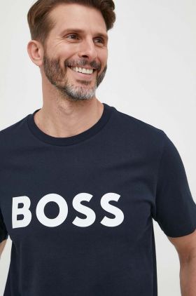 BOSS tricou din bumbac culoarea bleumarin, cu imprimeu 50495742