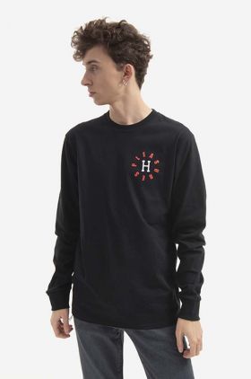 HUF longsleeve din bumbac 12 Galaxies Longsleeve culoarea negru, cu imprimeu