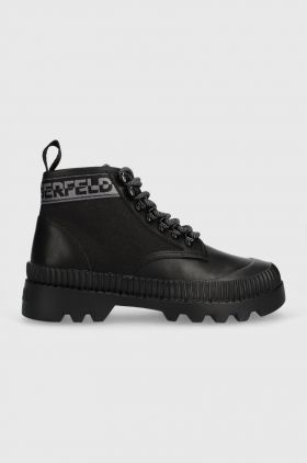 Karl Lagerfeld botine TREKKA II femei, culoarea negru, cu toc plat, KL42533