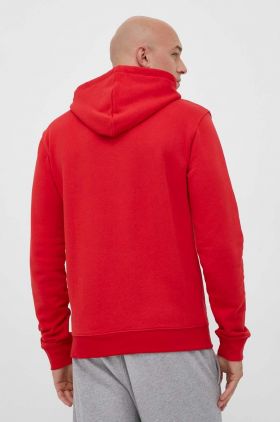 adidas Originals hanorac de bumbac Classics Trefoil Hoodie bărbați, culoarea roșu, cu glugă, cu imprimeu IM4497