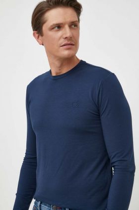 Trussardi longsleeve barbati, culoarea albastru marin, neted