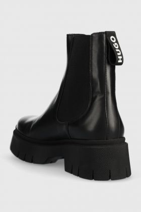HUGO ghete chelsea de piele Kris femei, culoarea negru, cu platforma, 50494677