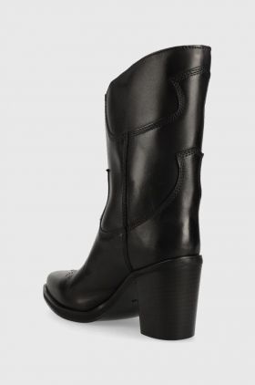 HUGO cizme de piele Miley femei, culoarea negru, cu toc drept, 50498091