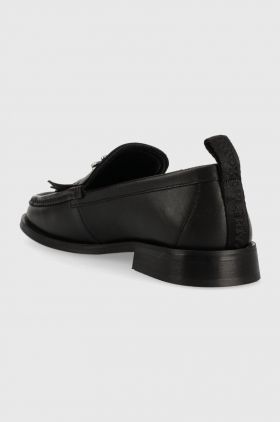 Karl Lagerfeld mocasini de piele MOKASSINO II femei, culoarea negru, cu toc plat, KL41430