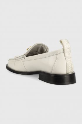 Karl Lagerfeld mocasini de piele MOKASSINO II femei, culoarea alb, cu toc plat, KL41430