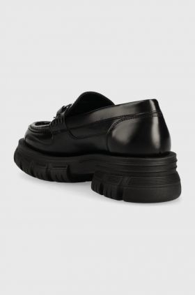 Karl Lagerfeld mocasini de piele PRECINCT KL femei, culoarea negru, cu platforma, KL43823