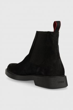 HUGO botine din piele intoarsa Iker barbati, culoarea negru, 50497807