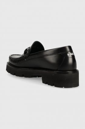 Karl Lagerfeld mocasini de piele MOKASSINO LUG KL barbati, culoarea negru, KL13521