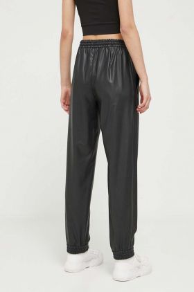 HUGO pantaloni femei, culoarea negru, high waist