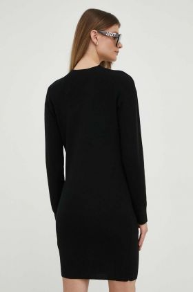 Armani Exchange rochie din lana culoarea negru, midi, drept