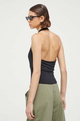 Abercrombie & Fitch top culoarea negru, neted