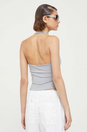 Abercrombie & Fitch top culoarea gri, neted