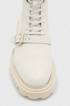 AllSaints cizme de piele TORI femei, culoarea bej, cu toc plat, WF647Y