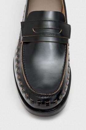 AllSaints mocasini de piele SAMMY barbati, culoarea negru, MZ611Y