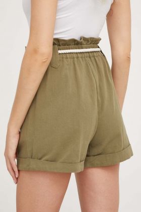 Answear Lab pantaloni scurti femei, culoarea verde, neted, high waist