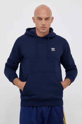 adidas Originals bluză Trefoil Essentials Hoodie bărbați, culoarea bleumarin, cu glugă, cu imprimeu   IM4524