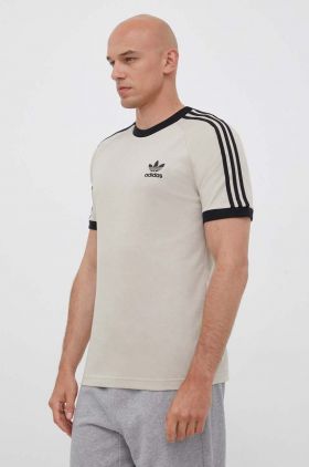 adidas Originals tricou din bumbac culoarea bej, cu imprimeu