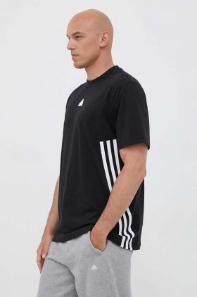 adidas tricou din bumbac culoarea negru, cu imprimeu